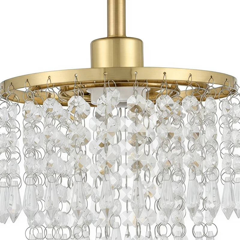 HOMCOM Crystal Ceiling Light with 57 Crystal Strands, Ceiling Light with Mounting Plate for Hallway, Gold Tone