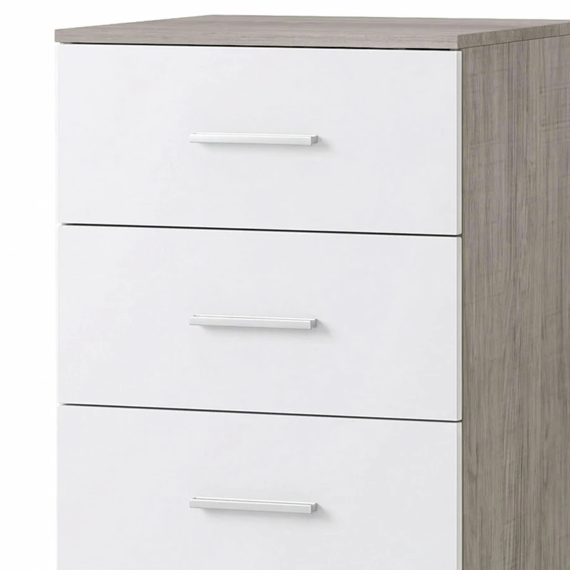 HOMCOM Cómoda de 6 Cajones Cajonera Alta para Dormitorio con Antivuelco 40x40x110 cm Gris Claro y Blanco