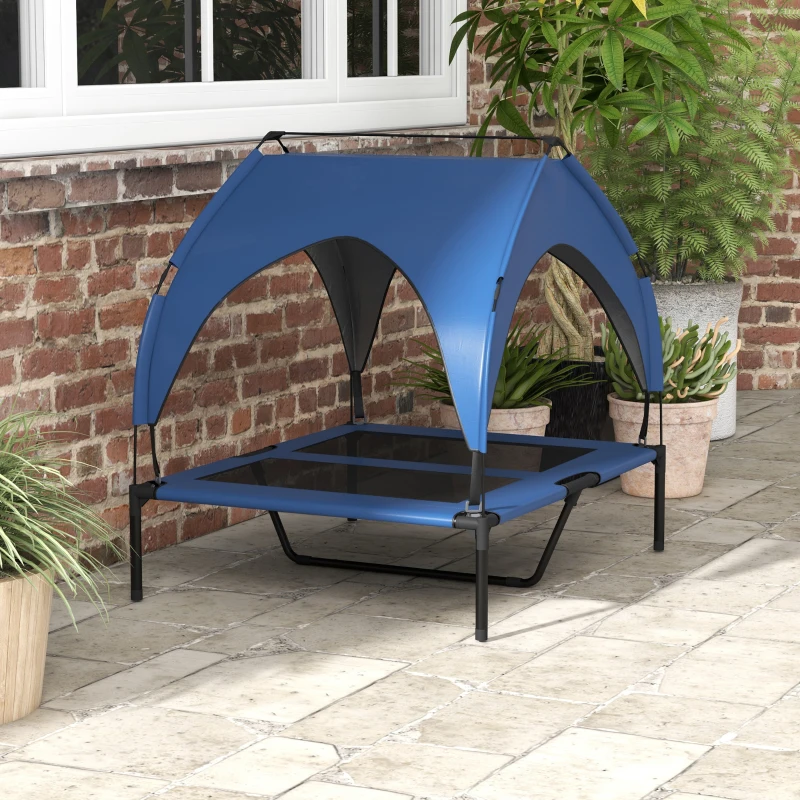 PawHut Cooling Raised Pet Bed w/ Washable Breathable Mesh, for Medium, Large Dogs, 91 x 76 x 85cm - Dark Blue