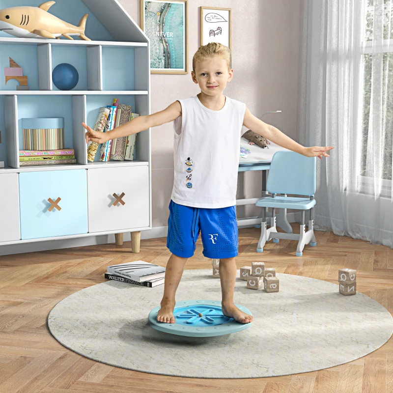 ZONEKIZ Two-In-One Balance Board, Kids Wobble Board with Ball - Blue