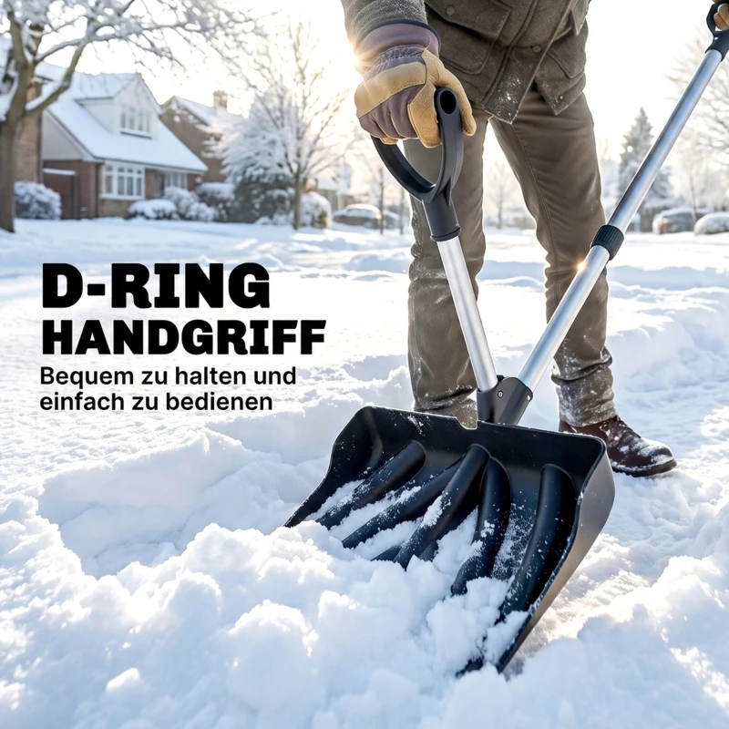 Outsunny Sneeuwschuiver 45 cm breed, kunststof sneeuwschep met ergonomische extra handgreep, aluminium steel en metalen rand