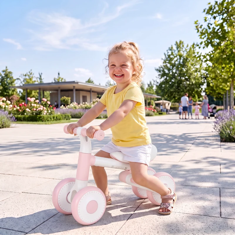 AIYAPLAY Kinder Laufrad Klappbar Lauflernrad mit leisen EVA-Rädern Höhenverstellbarer Sitz für 1-2 Jahre Rosa