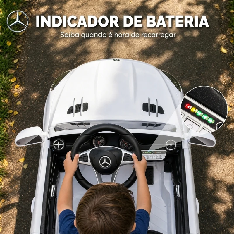 AIYAPLAY Carro Elétrico Infantil Mercedes-Benz SL500 12 V com Telecomando 2,4 GHz, 2 Motores e Suspensão, Branco