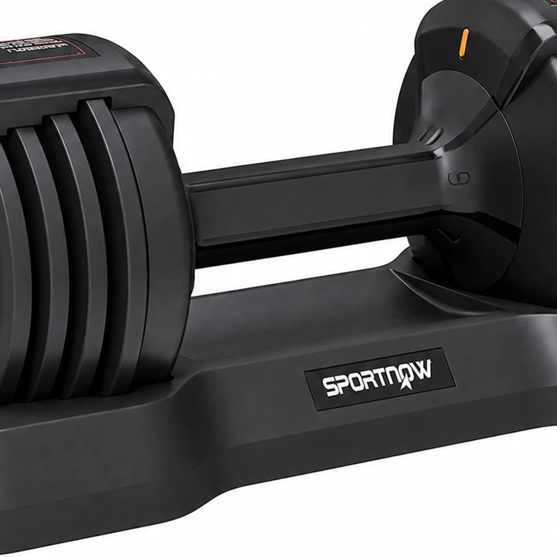 SPORTNOW Verstelbare dumbbell 11 kg met snelle gewichtsverstelling, opbergbasis en antislip handgreep