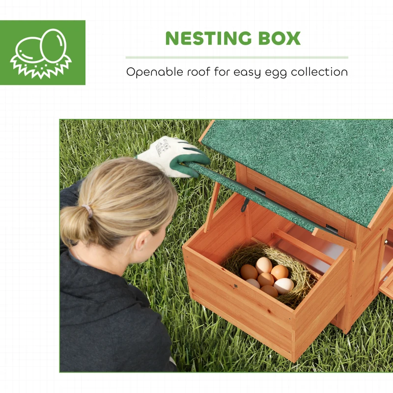 PawHut Chicken Coop, Wooden Hen House with Nesting Box, Pull-Out Tray, Sliding Window, Waterproof Roof, Perches and Ramp