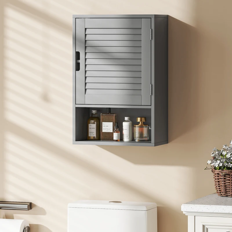 HOMCOM Bathroom Cabinet, Wall Mounted Storage Cabinet with Adjustable Shelves, 40 x 20 x 60 cm, Grey
