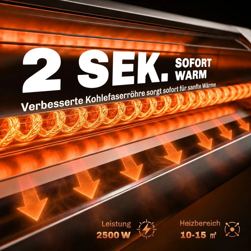 Outsunny Infrarot Heizstrahler 2500W Terrassenstrahler mit Touch & Fernbedienung 3 Heizstufen höhenverstellbarem Standfuß