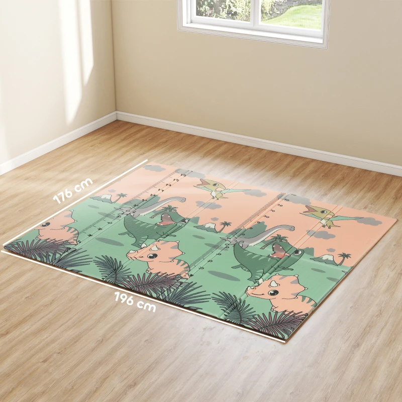 AIYAPLAY Tapis de jeu pour enfant bebe, tapis d'éveil bébé pliable épais réversible en mousse, 196 x 176 x 1,5 cm, multicolore