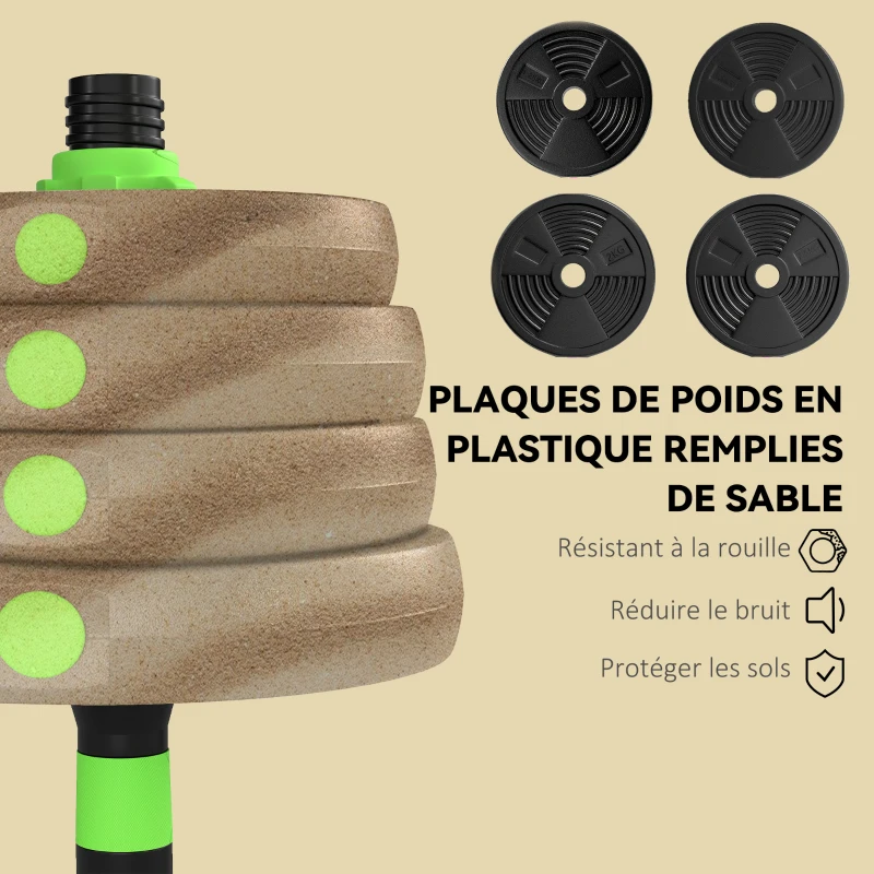 SPORTNOW Kit haltères musculation haltères réglables 30 kg 3 en 1, ensemble de poids réglable avec barre d'extension noir