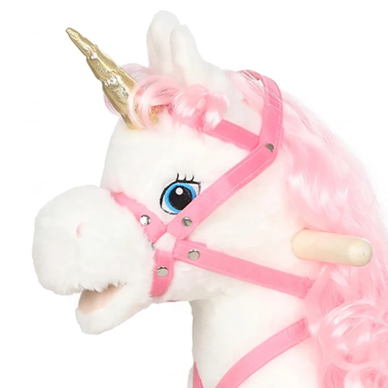 AIYAPLAY Caballito Balancín para Bebés Unicornio Sonidos de Cascos y Relinchos Boca y Cola Móviles 1-3 Años Blanco
