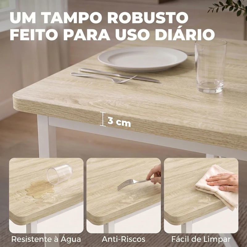 HOMCOM Conjunto de Mesa de Jantar Extensível 120-160 cm e 6 Cadeiras Empilháveis para 4-6 Pessoas, Efeito Carvalho
