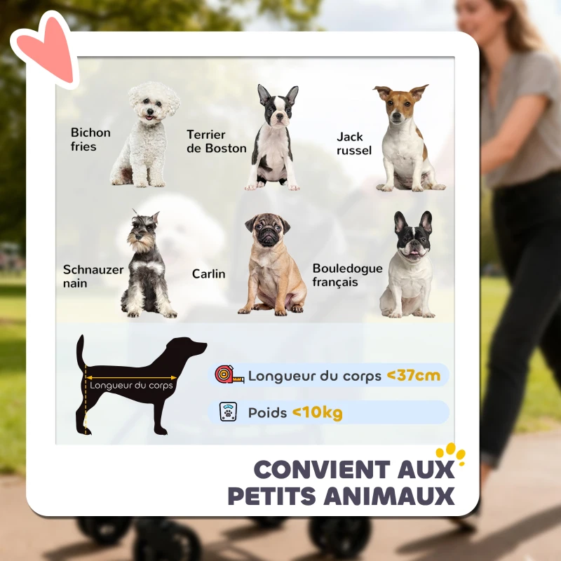 PawHut Poussette pour Chien Pousse-Chien 3 en 1 Détachable Pliable Nacelle Amovible et Sans Fermeture Éclair Suspension Gris