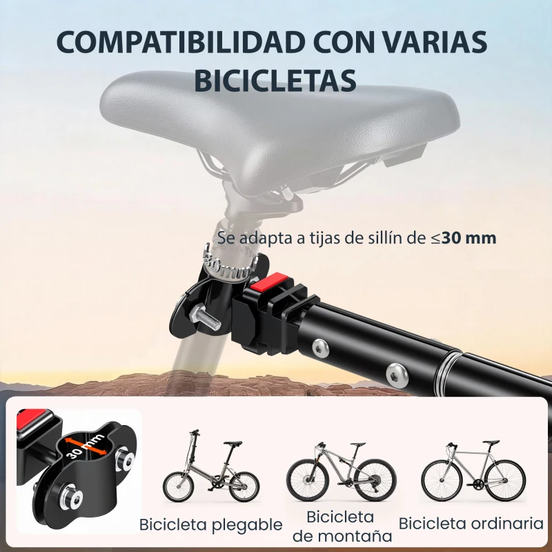 HOMCOM Remolque de Bicicleta 40 kg Cubierta de Tela Oxford con Reflectores y Marco de Acero 144x59x80 cm Rojo y Negro
