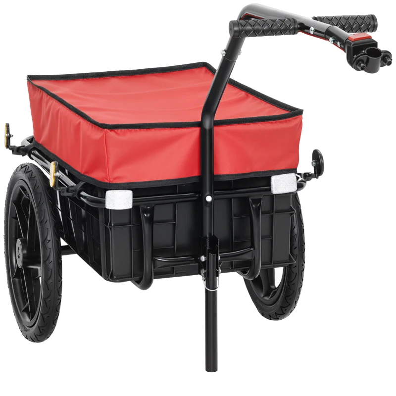 HOMCOM Remolque de Bicicleta 40 kg Cubierta de Tela Oxford con Reflectores y Marco de Acero 144x59x80 cm Rojo y Negro