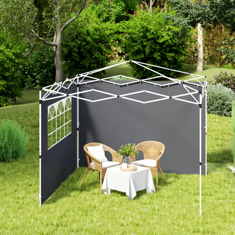 Outsunny Parois latérales pour tonnelle 3 x 3 m panneaux pour pavillon avec fenêtre lot de 2 tissu Oxford gris foncé