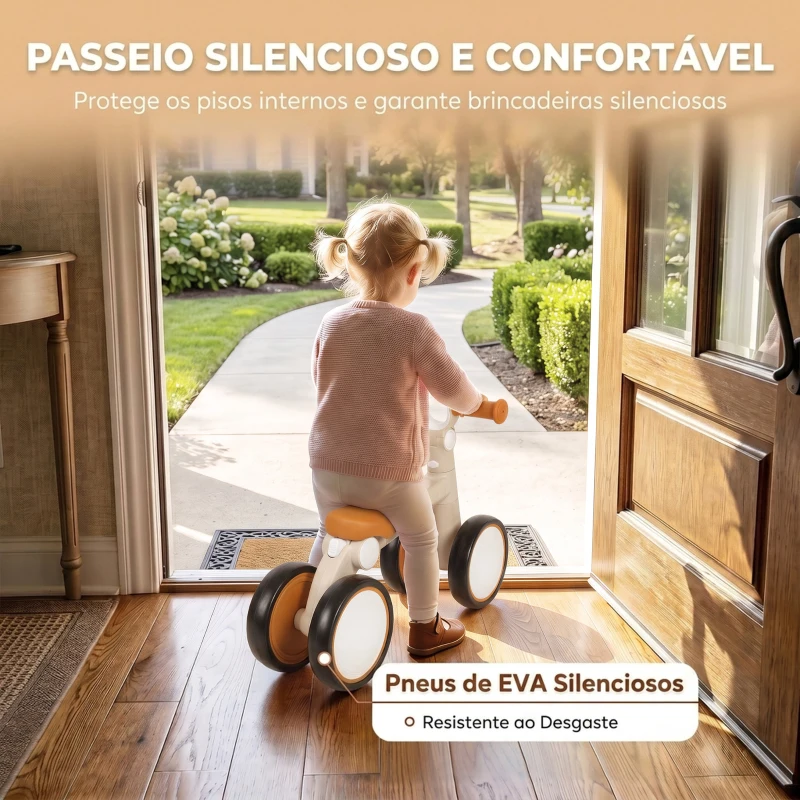 AIYAPLAY Bicicleta sem Pedais Dobrável Ultraligeira com Quadro em Alumínio, Selim e Guiador Ajustáveis, para Crianças 1-2 Anos, Creme