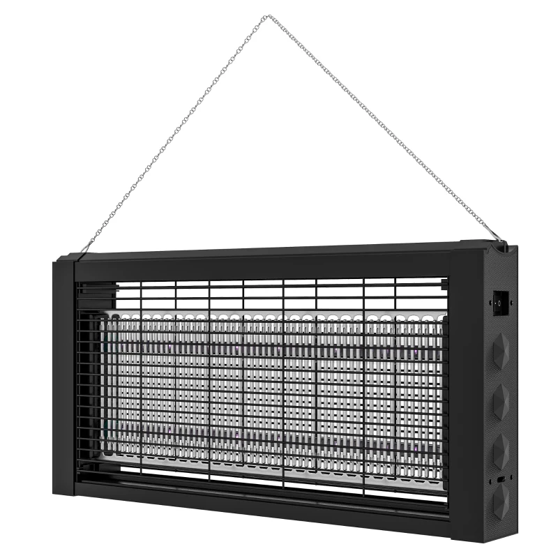HOMCOM Lámpara Antimosquitos con Luces LED Mata Mosquitos Eléctrico Efecto 60 m² para Interior 49x6x25 cm Negro