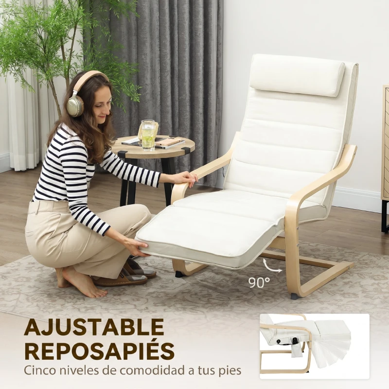 HOMCOM Sillón Salón con Masaje y Calefacción de Lino Reposapiés Ajustable Respaldo Alto Reposacabezas Control Remoto Bolsillo