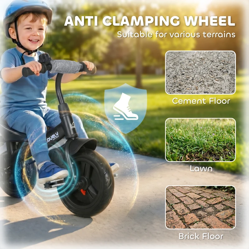 HOMCOM 6 in 1 Kids Trike with Parent Handle, Canopy, 5-point Seat Belt, Storage, Footrest, Brake, for 1-5 Years, Grey