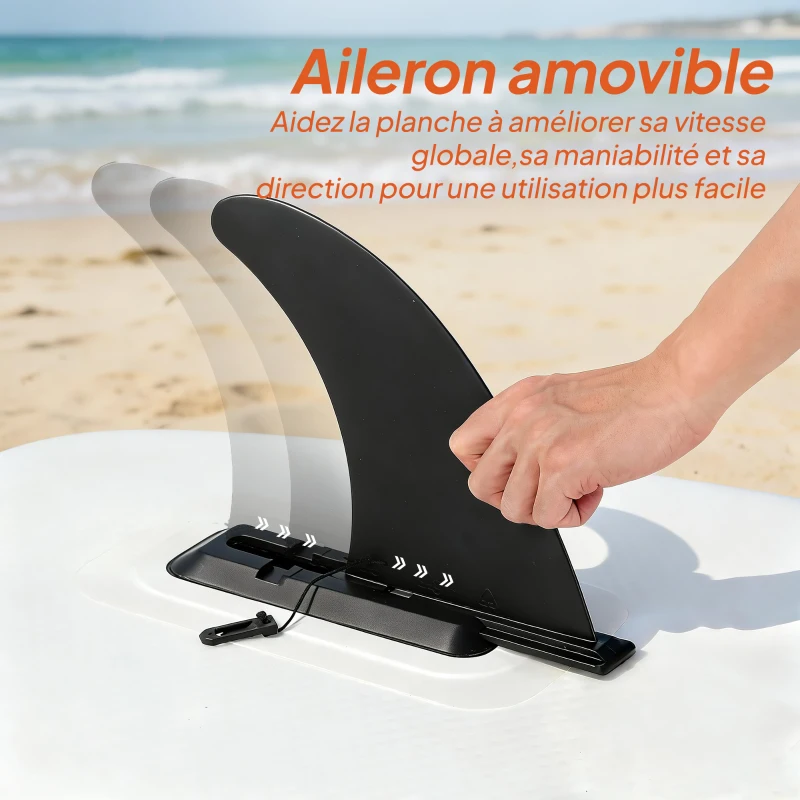 Outsunny Stand Up Paddle Gonflable Planche de SUP Pagaie Réglable Pompe et Sac 160kg pour Débutant et Famille 320x82cm Orange