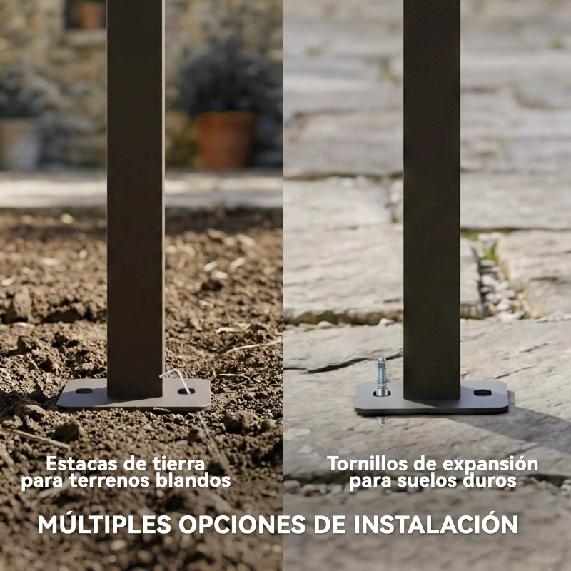 Outsunny Pérgola de Pared de Jardín 3x3 m con Techo Retráctil Protección UPF30+ Drenaje Cenador de Jardín para Exterior Crema