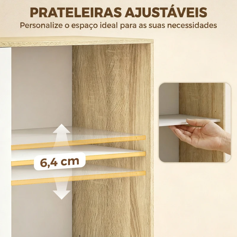 HOMCOM Roupeiro Moderno com Portas de Correr, Varão, Prateleiras Ajustáveis e 4 Gavetas, Carvalho e Branco