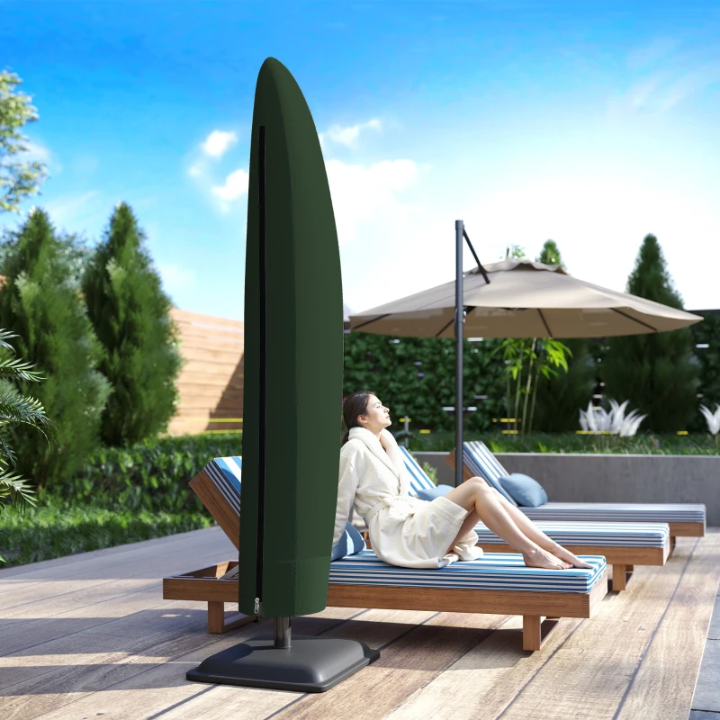 Outsunny Parasol Cover, 300D Oxford Cantilever Umbrella Cover Fit for 2-4m Parasol, Green