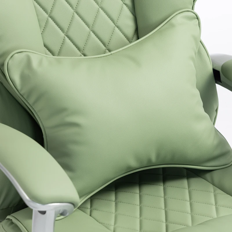HOMCOM Executive Office Chair, PU Big and Tall Office Chair 180 kg with Wide Seat, Reclining, Lumbar Support, Light Green