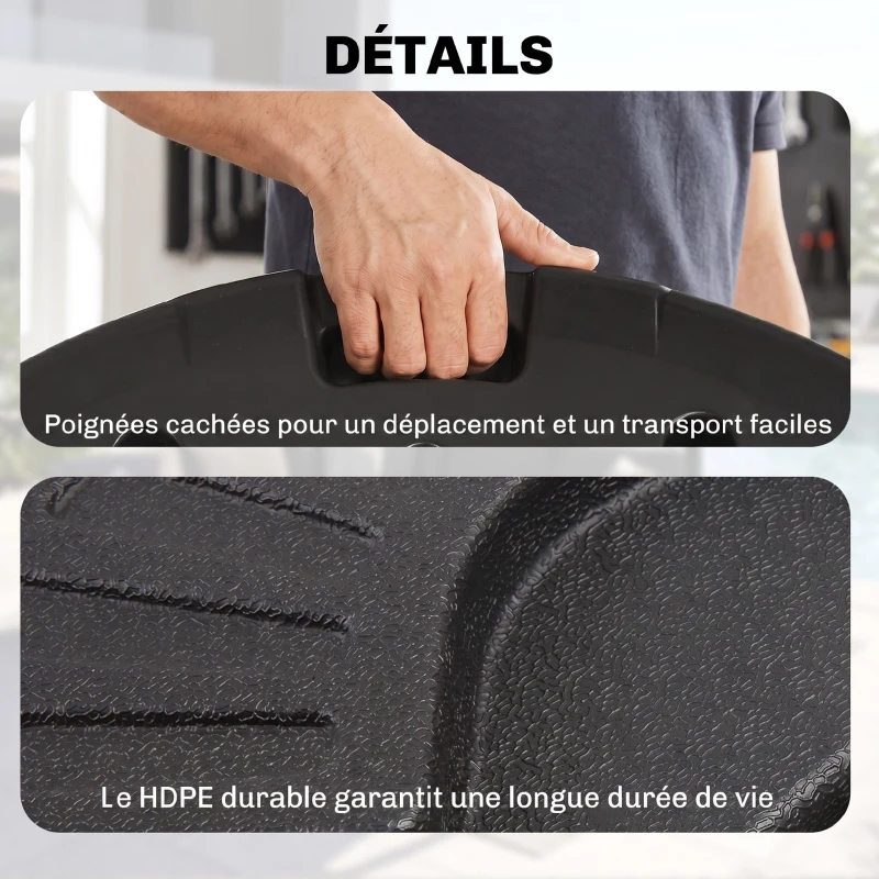 Outsunny Lot de 4 pieds de parasol poids de lestage pour parasols déportés - A remplir d'eau jusqu'à 52 kg ou de sable