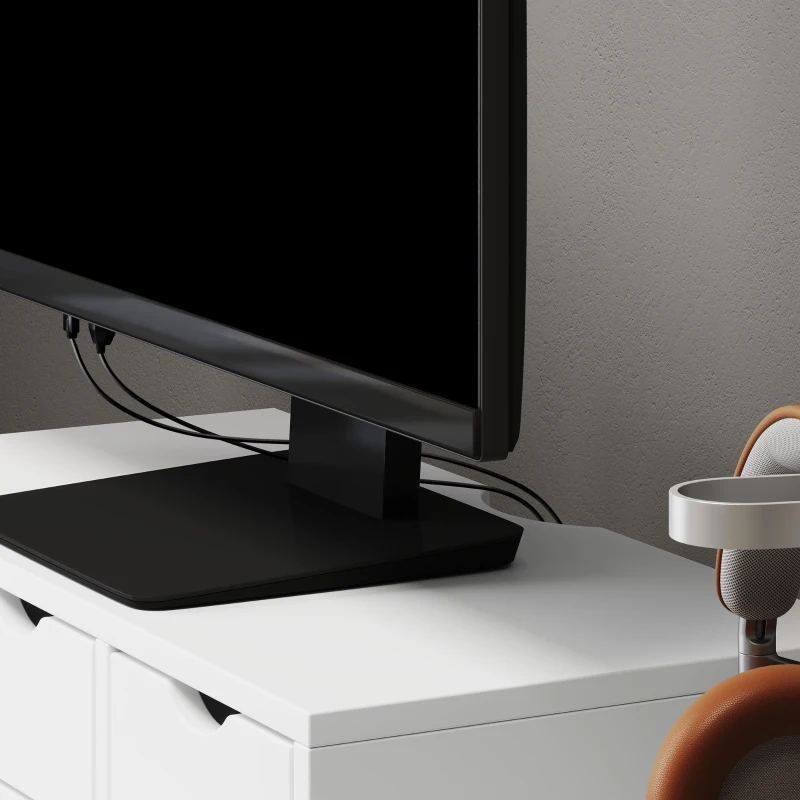 HOMCOM Elevador Monitor, Soporte para Monitor Escritorio con 3 Cajones para PC Portátil 51x24x13 cm Blanco