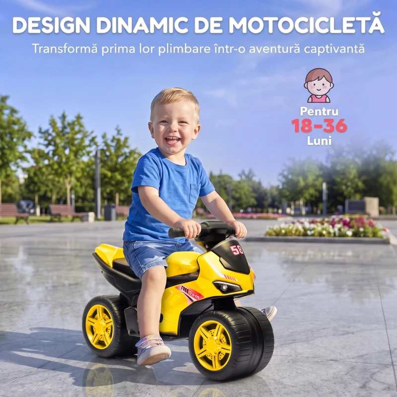 AIYAPLAY Bicicletă fără Pedale Con Muzică Per 18-36 Luni, Galben