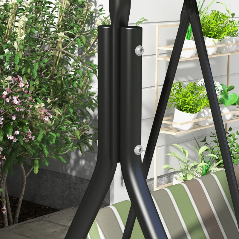 Outsunny Three-Seater Garden Swing Chair, with Adjustable Canopy - Green
