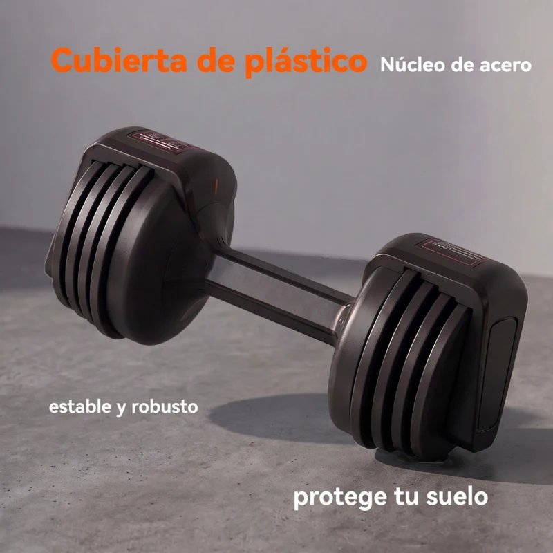 SPORTNOW Mancuerna Ajustable 11 kg Set 5 en 1 con Sistema Ajuste Rápido Bloqueo de Seguridad Agarre Antideslizante y Base