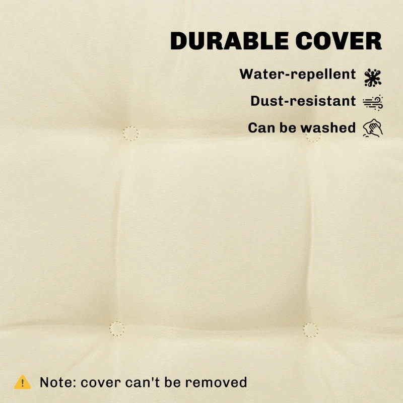 Outsunny Set of 4 Garden Seat Cushion with Ties, 42 x 42cm Replacement Dining Chair Seat Pad, Cream White