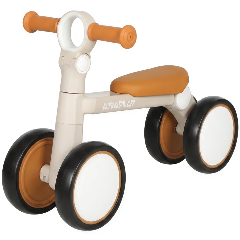 AIYAPLAY Bicicleta sem Pedais Dobrável Ultraligeira com Quadro em Alumínio, Selim e Guiador Ajustáveis, para Crianças 1-2 Anos, Creme