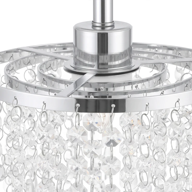 HOMCOM Crystal Ceiling Light with 57 Crystal Strands, Ceiling Light with Mounting Plate for Hallway, Silver Tone