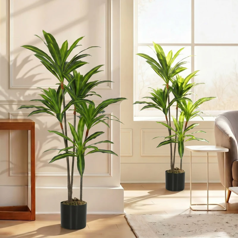 HOMCOM 150cm Lifelike Fake Tree, Artificial Dracaena Tree with Bendable Trunks, Green