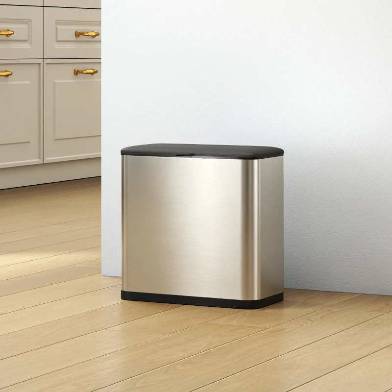 HOMCOM 8L Hanging Kitchen Bin, Rubbish bin with Lid and Removable Inner Bucket for Under Cabinet Door, Under Sink, Office