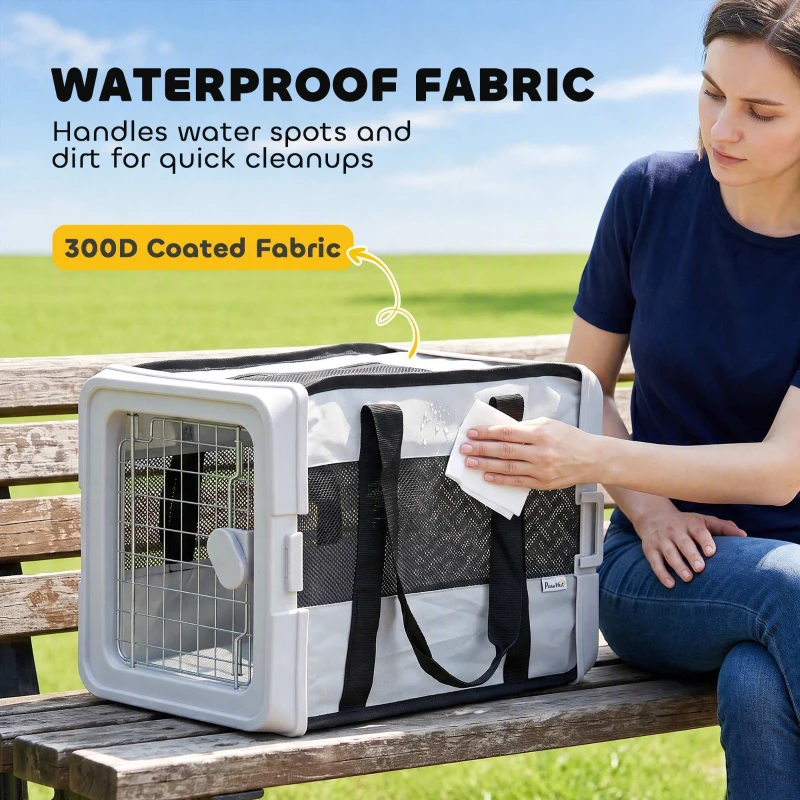 PawHut Sac de Transport pour Chat et Chien Pliable Tissu 300D Jusqu'à 10 kg 49,5 x 34 x 35,5 cm Gris