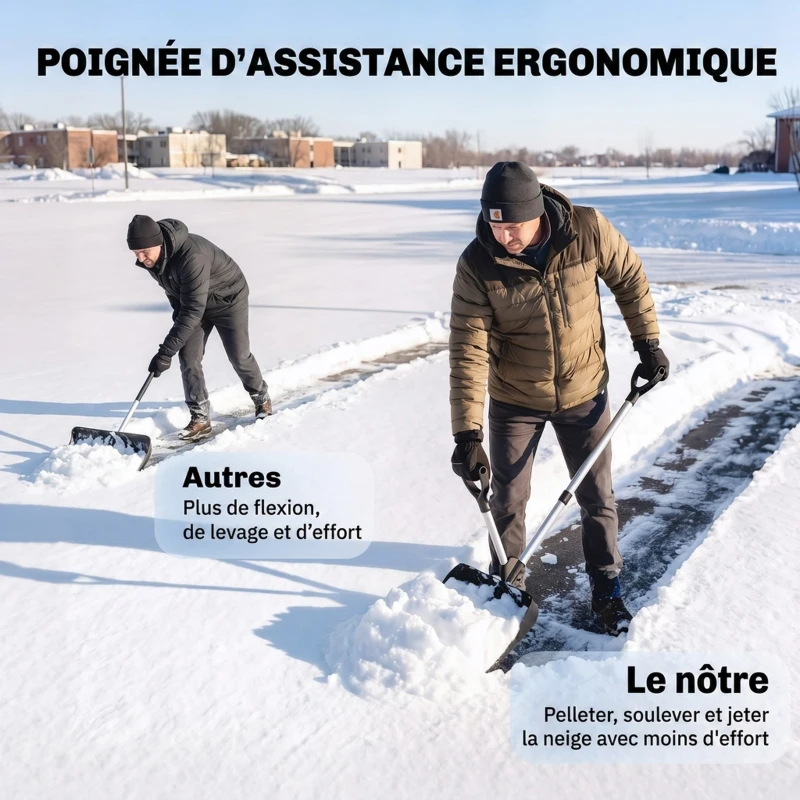 Outsunny Pelle à Neige Aluminium Portable avec Poignée d'Assistance en D, Lame Large de 45 cm, Manche Amovible, Noir