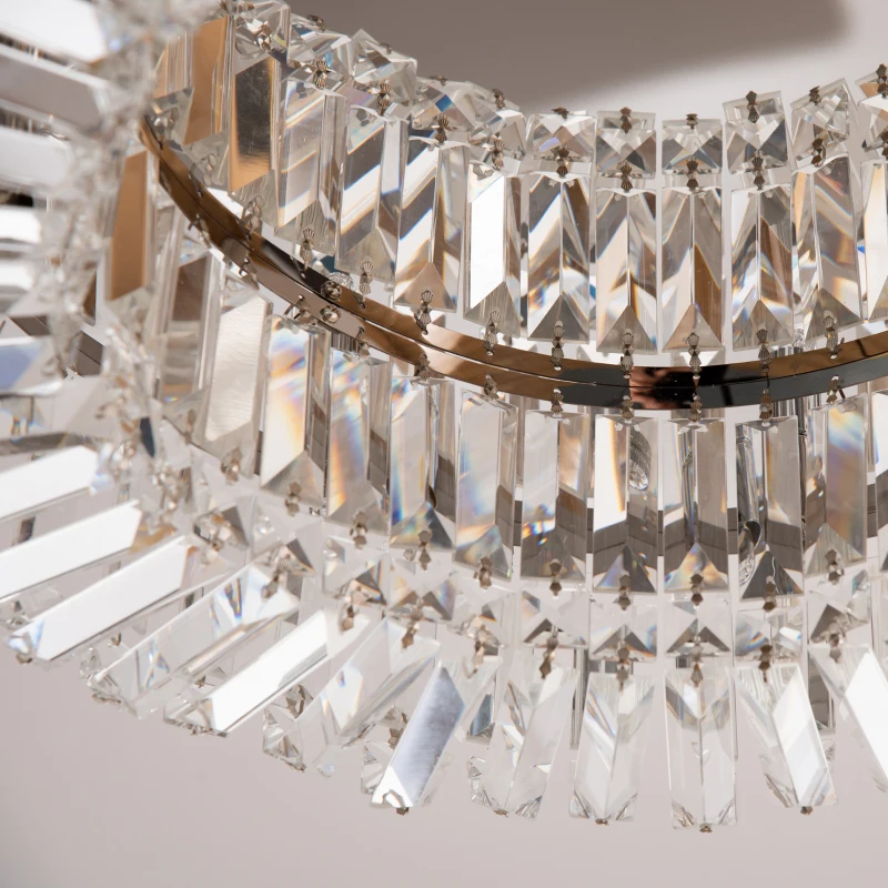 HOMCOM Crystal Chandeliers with Crystal Pendants, 8-Light Ceiling Light for Living Room, Bedroom Dining Room, Silver Tone