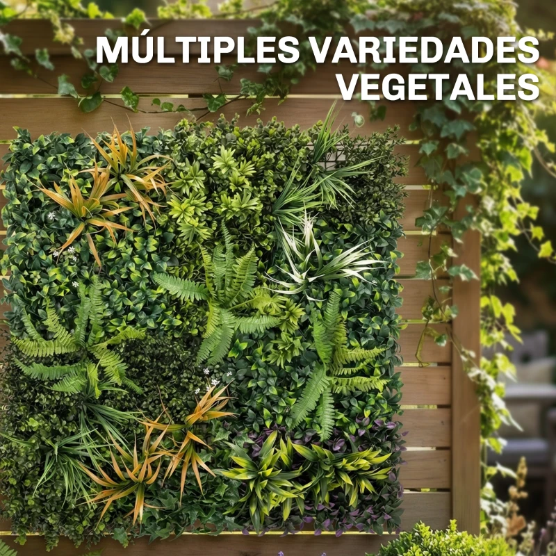 Outsunny Seto Artificial Ocultación Jardín en Rollo 1x1 m Valla de Privacidad de Hiedra Artificial para Balcón Exterior