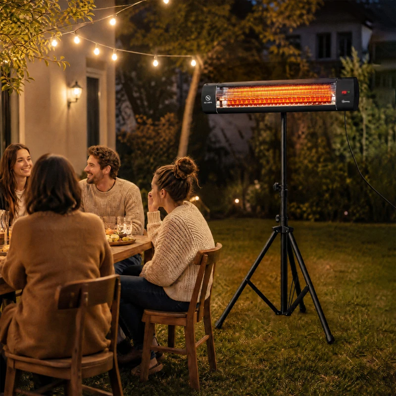 Outsunny Infrarot Heizstrahler 2500W Terrassenstrahler mit Touch & Fernbedienung 3 Heizstufen höhenverstellbarem Standfuß