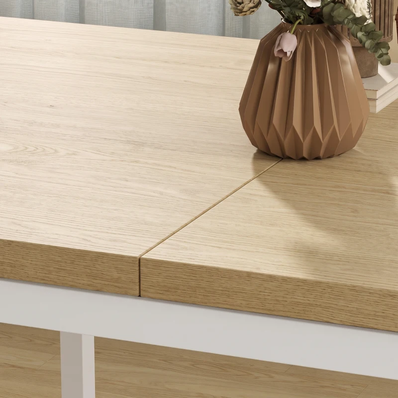 HOMCOM Conjunto Mesa de Comedor Extensible 120-160 cm y 6 Sillas Apilables para 4-6 Personas Efecto Roble