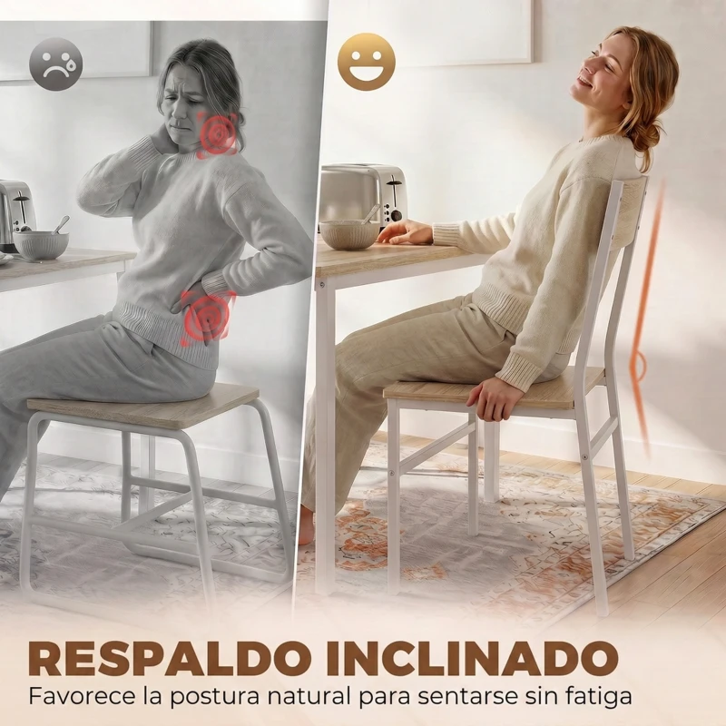 HOMCOM Conjunto Mesa de Comedor Extensible 120-160 cm y 6 Sillas Apilables para 4-6 Personas Efecto Roble
