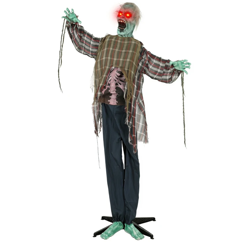 HOMCOM Animowany zombie na Halloween w naturalnej wielkości, 170 cm, z aktywacją dźwiękiem i dotykiem, straszna dekoracja