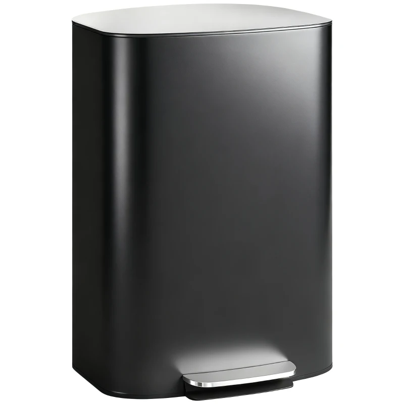 HOMCOM Poubelle cuisine 50L, poubelle à pédale, seau intérieur amovible, couvercle à fermeture douce, 45,1x36,5x62,6cm, noir