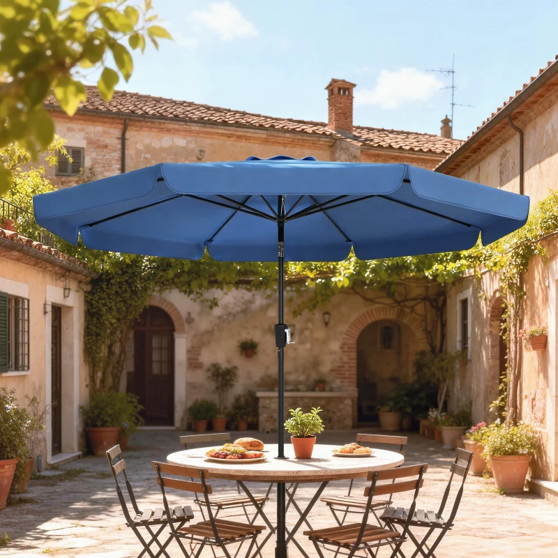 Outsunny 3 m Garden Parasol with Tilt Mechanism & Crank Handle, UPF 30+ Patio Umbrella Outdoor Table Umbrella, Dark Blue