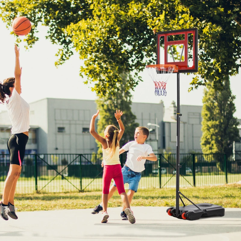 HOMCOM Panier de basket extérieur hauteur réglable 160–210 cm panier de basket sur pied à roulettes base remplissable noir