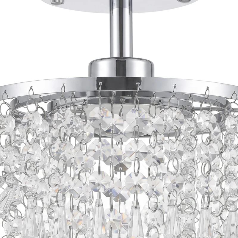 HOMCOM Crystal Ceiling Light with 57 Crystal Strands, Ceiling Light with Mounting Plate for Hallway, Silver Tone